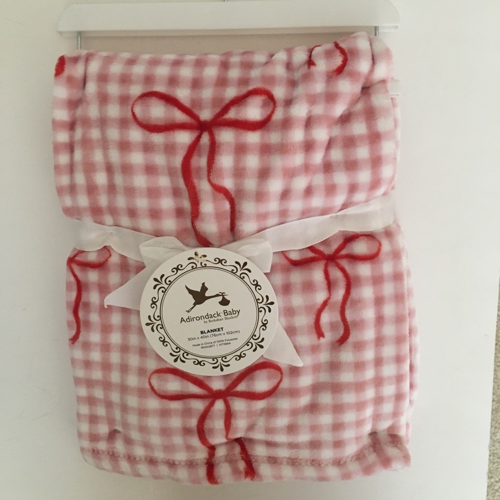 My Cozy Baby Blanket Adirondack Baby Red Ribbons Checkered Soft Lightweight NEW